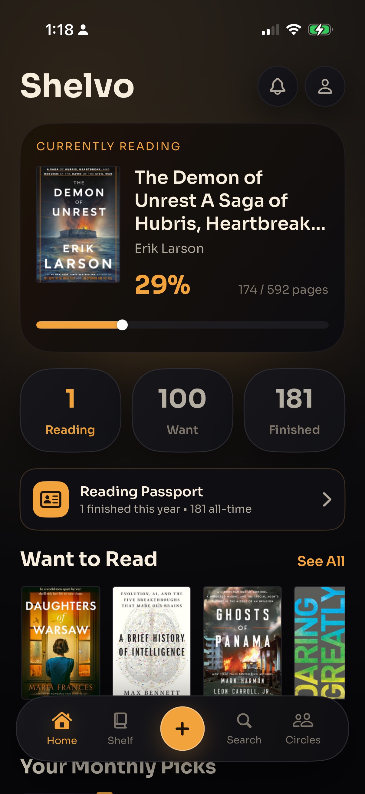 Shelvo app on iPhone
